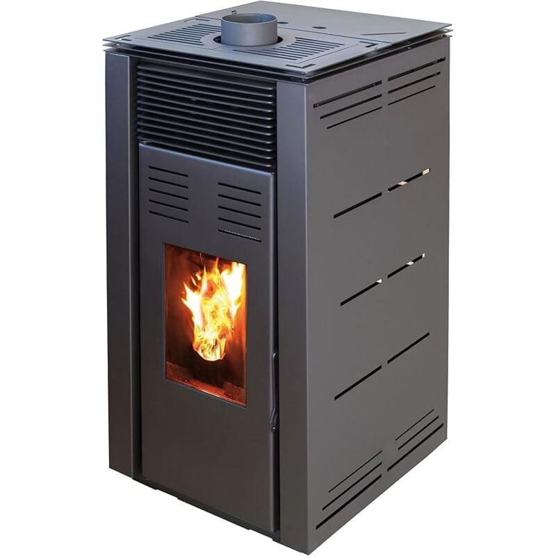 Joima - Poêle à pellets sans électricité modèle natur style 8 kW. Il fonctionne sans connexion au réseau électrique. Couleur Noir