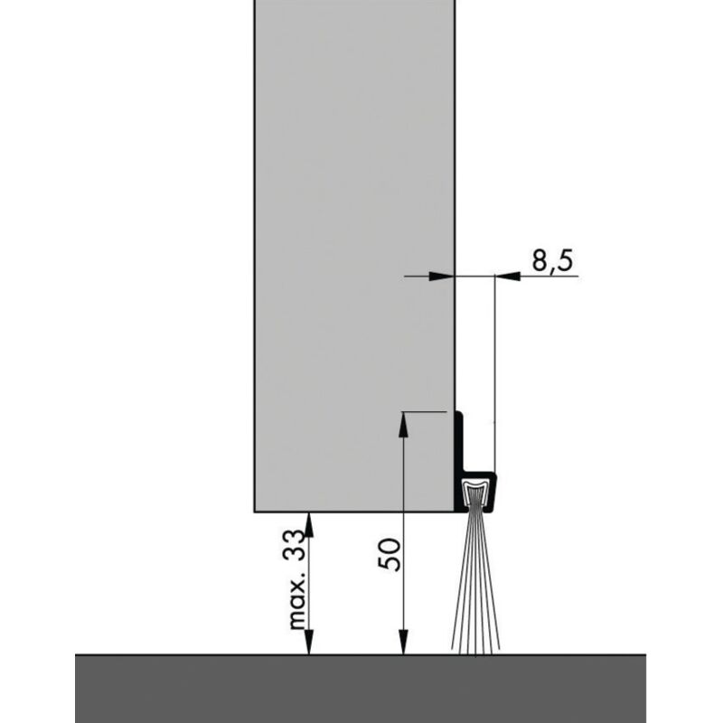 FP - Bas de porte aluminiumà brosse IBS60 100cm - ellen - 0308401D