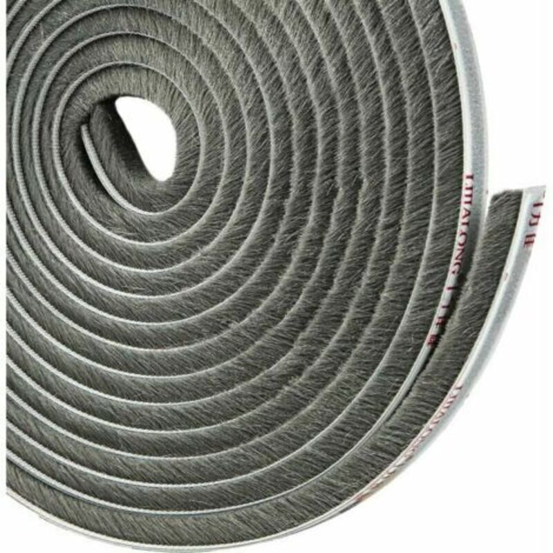 Joint Brosse Adhésif pour Placard Porte Coulissante, Isolant Anti Froid et Anti Poussière, Longueur de 4,9m x 5mm x 9mm, Couleur Grise.-
