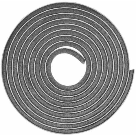 Joint brosse non adhésif gris pour étanchéité fenêtre et porte 7mm x 9mm x 2,5m Réduction des courants d'air et isolation phonique