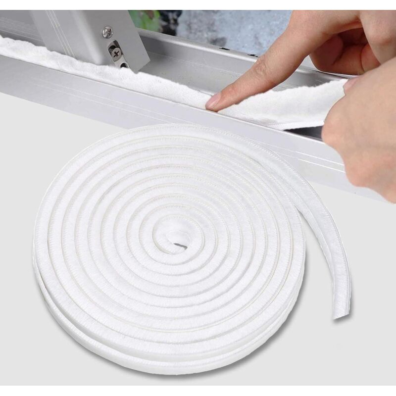 Joint Brosse Porte, 10 M x 9 mm x 5 mm, Blanc, Joint Fenetrepour Lsolation Phonique Porte, Joint Brosse Moustiquaire