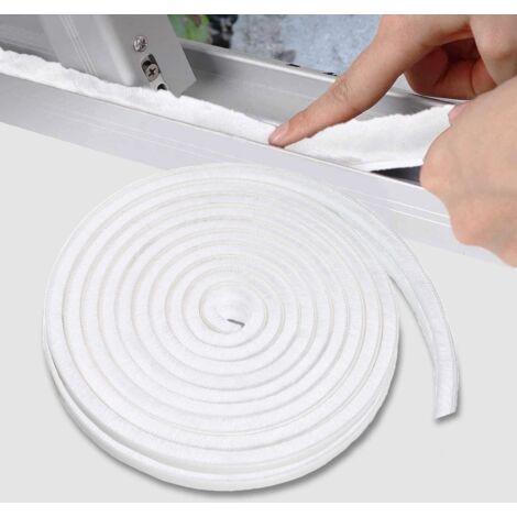 Joint Brosse Porte, 10 M(L) x 9 mm(B) x 5 mm(D), Blanc, Joint Fenetrepour Lsolation Phonique Porte, Joint Brosse Adhesif, Joint Brosse Porte Coulissante, Joint Brosse Moustiquaire