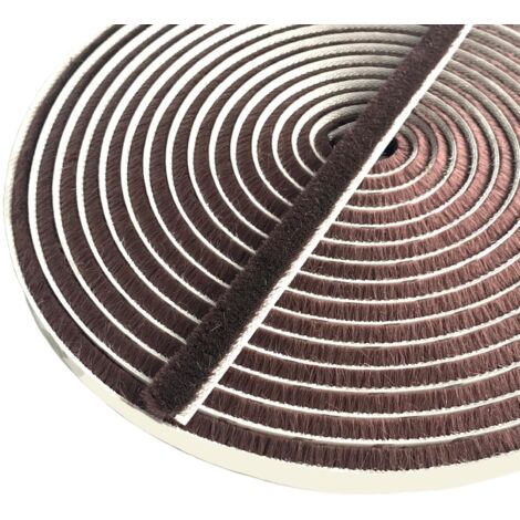 Joint Brosse Porte, 10 M(L) x 9 mm(B) x 5 mm(D), Brun, Joint Fenetrepour Lsolation Phonique Porte, Joint Brosse Adhesif, Joint Brosse Porte Coulissante, Joint Brosse Moustiquaire