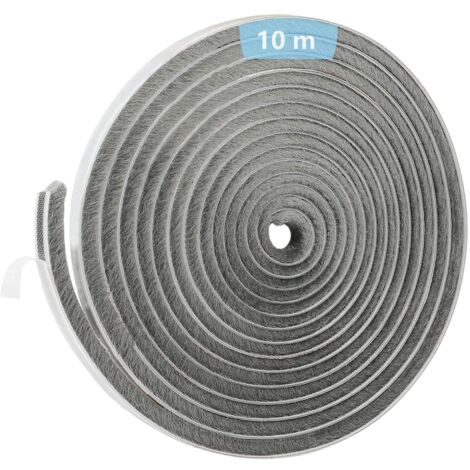 Joint Brosse Porte, 10 M(L) x 9 mm(B) x 9 mm(D), Gris, Joint Fenetrepour Lsolation Phonique Porte, Joint Brosse Adhesif, Joint Brosse Porte Coulissante, Joint Brosse Moustiquaire