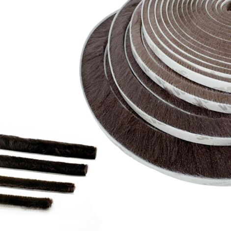 Joint Brosse Porte, 5 M(L) x 9 mm(B) x 23 mm(D), Brun, Joint Fenetrepour Lsolation Phonique Porte, Joint Brosse Adhesif, Joint Brosse Porte Coulissante, Joint Brosse Moustiquaire