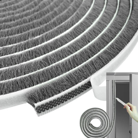 Joint Brosse porte Coulissante,9x5 Joint Porte Adhésif, Bande de Brosse Autocollante Anti-poussière Convient pour L'isolation la Protection Contre le Vent