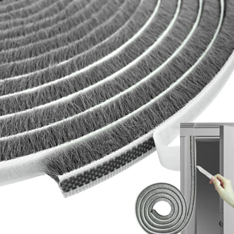 Joint Brosse porte Coulissante,9x5 Joint Porte Adhésif, Bande de Brosse Autocollante Anti-poussière Convient pour L'isolation la Protection Contre le Vent