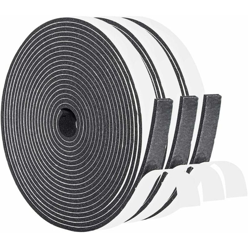 Fei Yu - Joint Caoutchouc Adhésif 2 Rouleau 12 mm (l) x 6 mm (h) x 8 m (l) Bande de Joint Auto-adhésives en Néoprène Chambranle Fenêtre Automobile