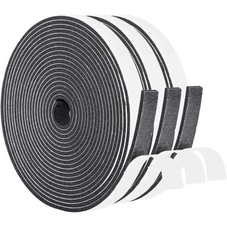 Joint Caoutchouc Adhésif 2 Rouleau 12 mm (l) x 6 mm (H) x 8 m (L) Bande de Joint Auto-adhésives en Néoprène Chambranle Fenêtre Automobile Preuve de Collision Ruban Adhésif Noir (chacun 4m)-Fei Yu