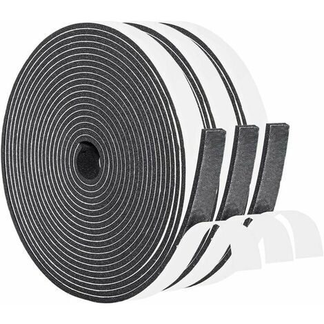 Joint Caoutchouc Adhésif 2 Rouleau 12mm(l) x6mm(H) x8m(L) Bande de Joint Auto-adhésives en Néoprène Chambranle Fenêtre Automobile Preuve de Collision Ruban Adhésif Noir (chacun 4m)