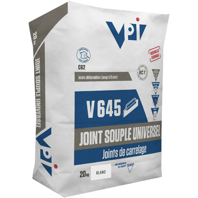 Arcane Industries - joint de carrelage souple terrasse piscine sol chauffant facade hydrofuge joint carrelage - 20 kg Blanc