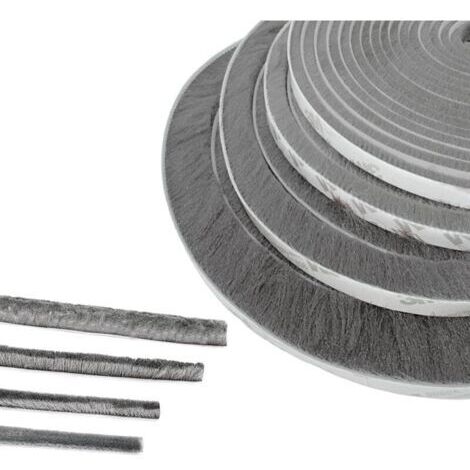 Joint de brosse de porte, 1m (L) x 9 mm (l) x 23 mm (P), gris, joint de porte et de fenêtre insonorisé, joint de brosse adhésif