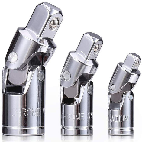 Joint de cardan 3 pièces, ressort à bille, 6,3 mm, 10 mm, 12 mm, (1/4, 3/8, 1/2 pouces) entraînement 4 pans, jeu de joints cruciformes en acier CV Ephé