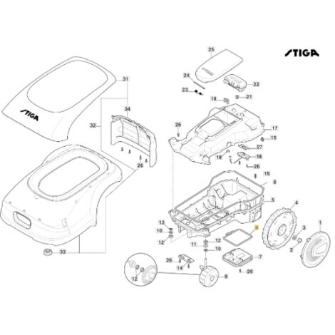 Joint de couvercle de batterie robot modèles A1000 STIGA 122280002/0