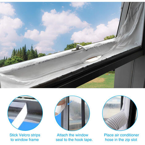 Joint de fenêtre pour climatisation mobile - Tissus de calefeutrage climatisation pour Fenêtres - 400cm - Blanc - Voltman