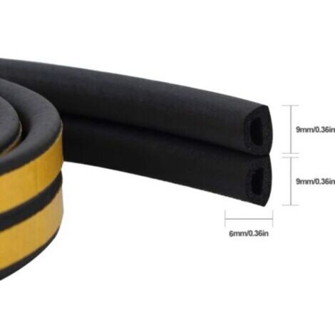 Joint de porte auto-adhésif noir – Caoutchouc imperméable 8m – Isolation thermique et acoustique – Résistant de -40°C à +90°C