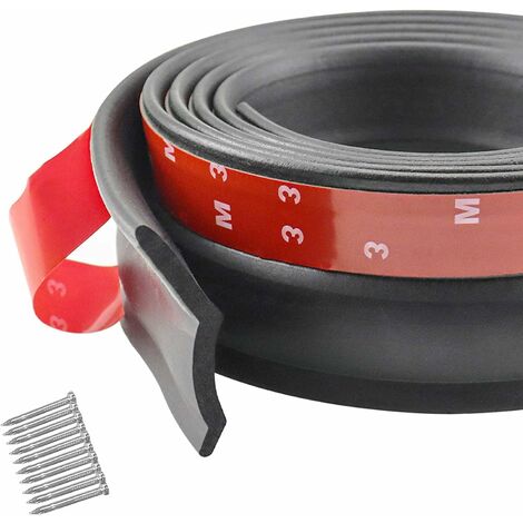 Joint de porte de garage universel de 3 m, bande d'étanchéité en caoutchouc pour porte de garage multifonction, bande d'étanchéité pour bas de porte de garage avec clous