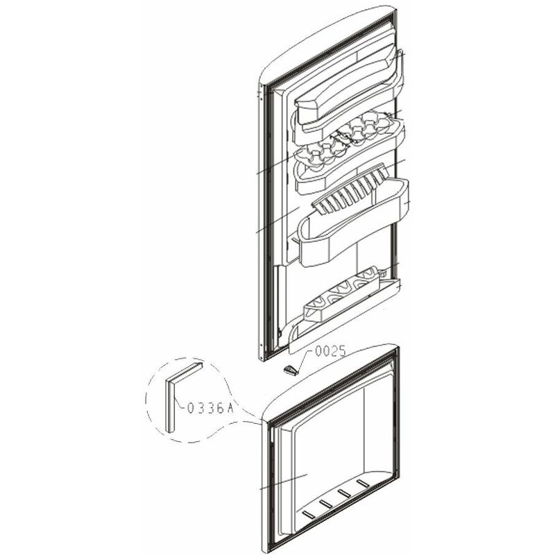 Joint de porte (partie congélateur) repère 0336A (406645) Réfrigérateur, congélateur GORENJE, SIBIR