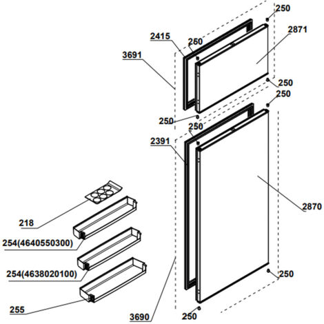 Joint de porte (partie réfrigérateur) repère 2391 (4663521300) Réfrigérateur, congélateur BEKO, ALTUS