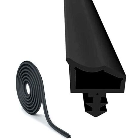 Joint de Porte PVC 10M Noir, Joint de Porte Anti-Bruit et Poussière, Largeur de Rainure 4mm Profondeur 7mm Pliage 12mm