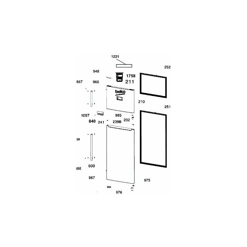 Image of Guarnizione della porta (parte frigorifero, codice 251) - Frigorifero, congelatore Beko 4350096