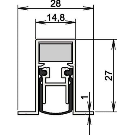 Joint de porte Sound-Ex® DUO L-15/28 OS 1-404 2-s.L.1208mm Aluminium argent brillant HLT