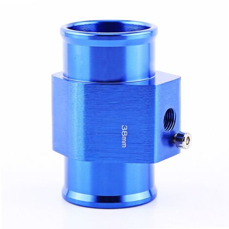 Joint de température de l'eau universel en aluminium voiture joint de température de l'eau tuyau tuyau capteur jauge adaptateur bleu, 26 28 30 32 34 38 40mm en option(38mm)