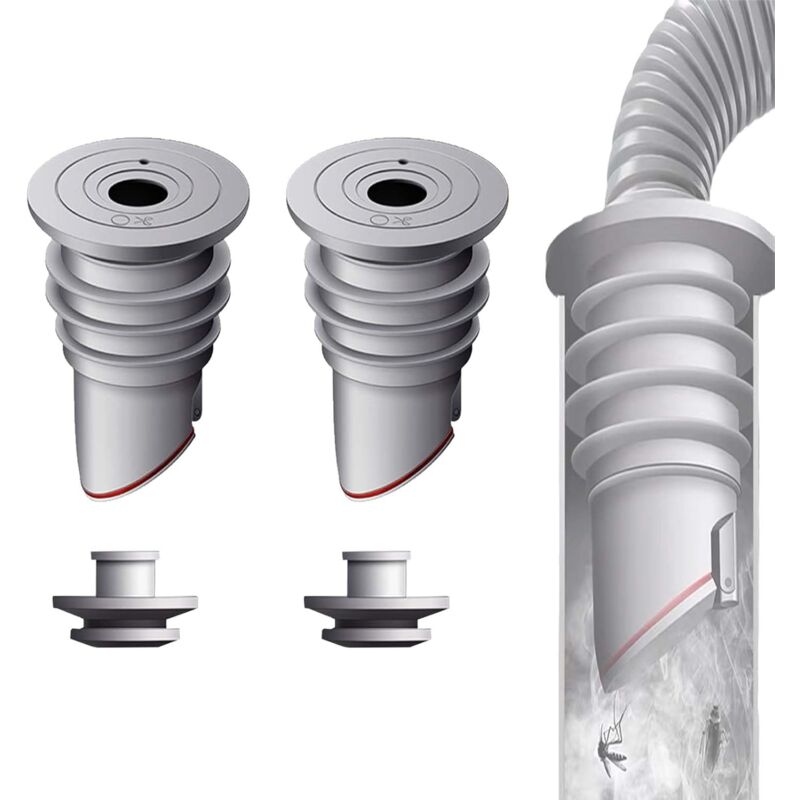 Joint de Tuyau de Machine à Laver, 2 Pièces 35-40mm Gris Bouchon Anti Odeur Machine à Laver Bouchon D'Étanchéité de Tuyau D'Évacuation, Joint de