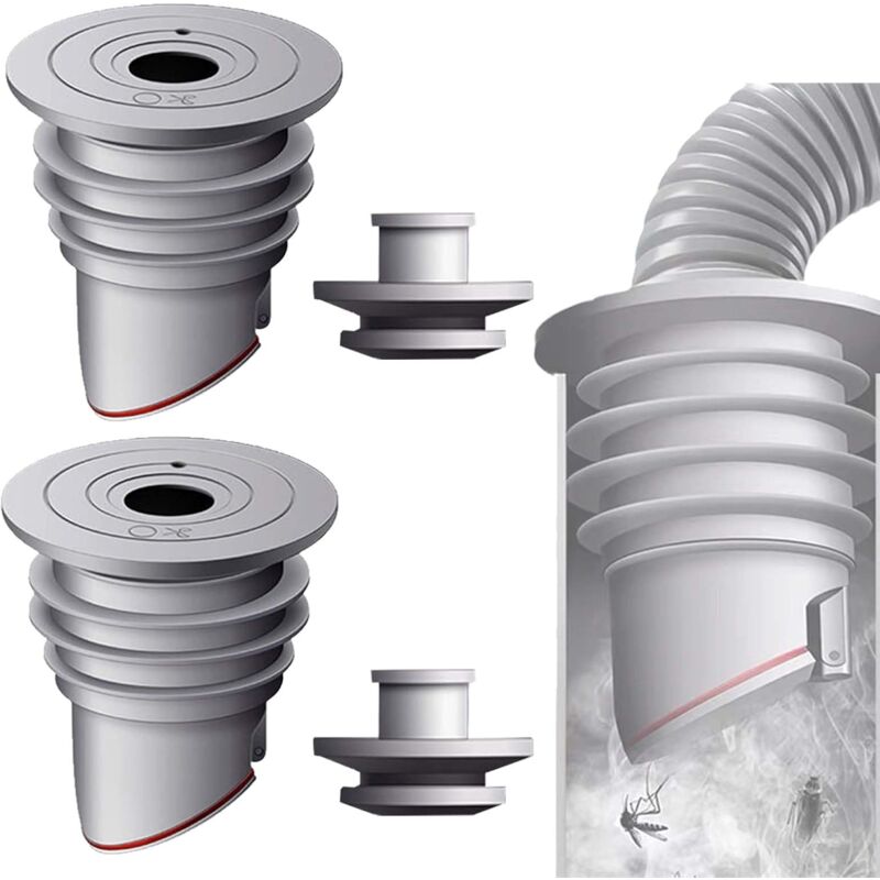 Joint de Tuyau de Machine à Laver, 2 Pièces 45-50mm Gris Avec Bouchon d'Étanchéité en Silicone, Déodorant pour Vidange