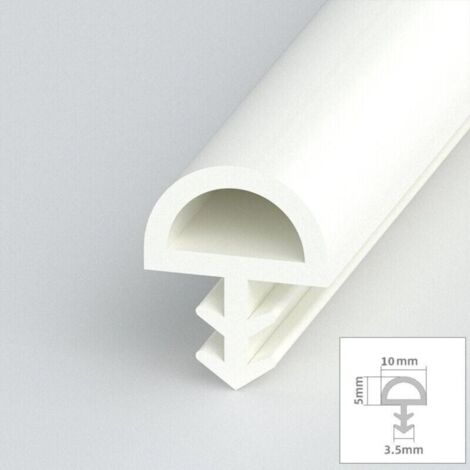 Joint d'étanchéité en caoutchouc pour cadre de porte ou fenêtre en forme de D, joint en silicone à rainure, large 0,39 po, blanc, 5 m/16 pi