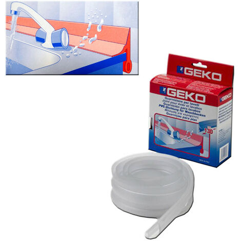 Joint d'étanchéité transparent 130 cm – Étanchéité fiable pour évier et lavabo – Installation simple et rapide – Matériau durable – Geko