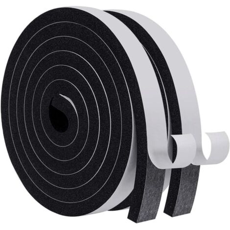 Joint d'isolation thermique pour portes et fenêtres 3cm x 2cm x2m adhésif de joint en mousse, bande d'étanchéité acoustique noir