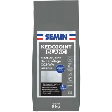 Joint en Poudre Blanc pour Carrelage Semin, Kedojoint Blanc, Intérieur, sac de 5 kg