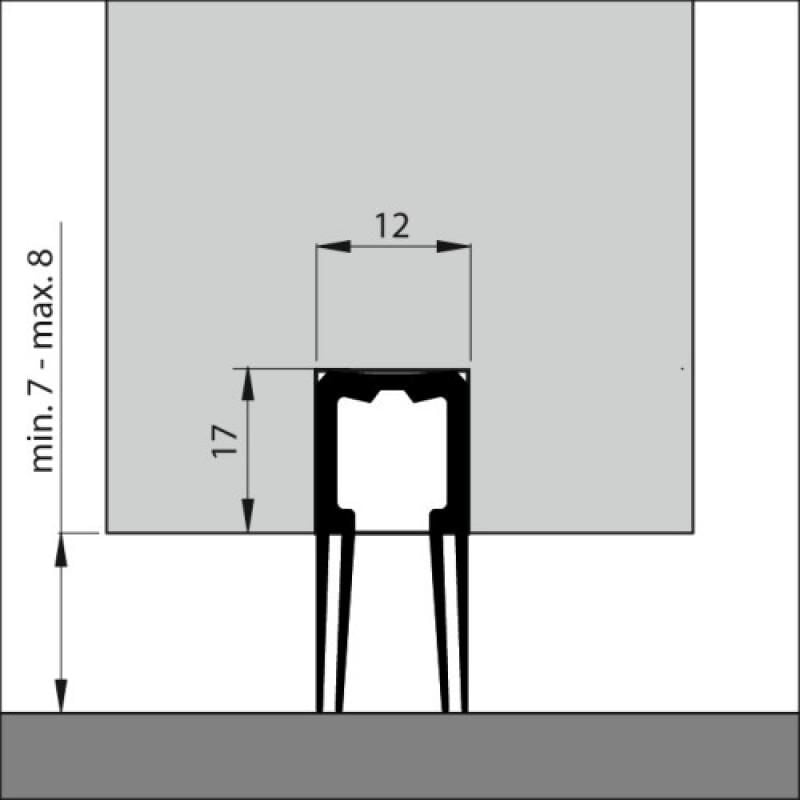 Joint epdm pour bas de porte à encastrer pids 26 - longueur 1130 mm - rainure 12 x 17 mm