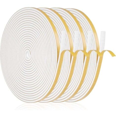 Joint Fenetre Isolation Anti Froid, 20m Joint Porte d'entrée Mousse Adhésif 6 x 3mm Bande Etancheite Autocollante Isolant Fenêtre Contre le vent, Anti pluie, Anti-bruit (Blanc)
