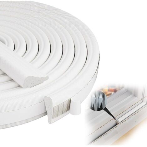 joint fenetre pvc 5 m isolant fenetre anti froid, joint caoutchouc adhesif, bande d'étanchéité, Utilisé pour la protection contre le froid, le bruit et le vent (blanc)