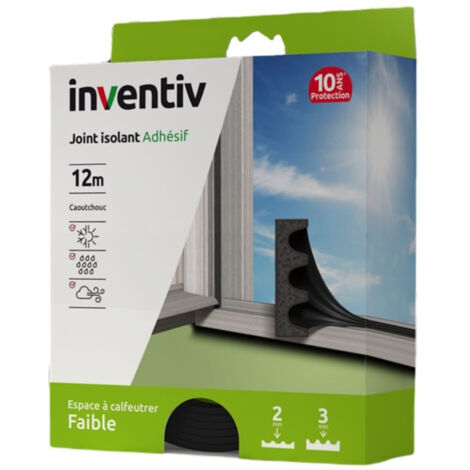 Joint Isolant Caoutchouc Adhésif Inventiv - 2-3mm - 12m Noir
