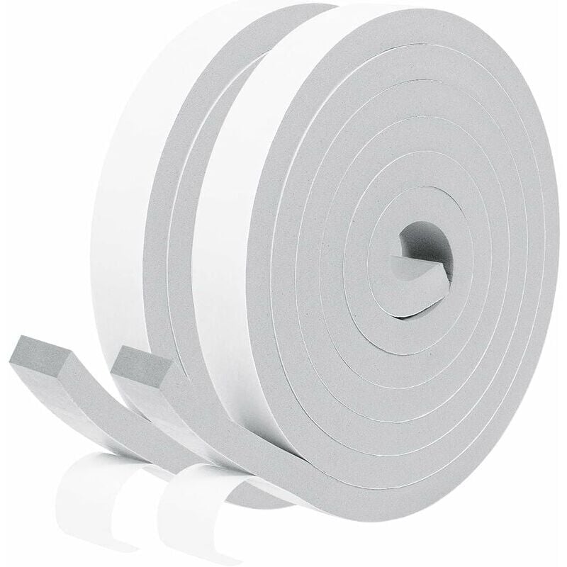 Joint Isolant en mousse autocollant 20mm x10mm x2m Joint Boudin de porte coupe vent Joint en bande antichoc pour Porte fenêtre, 2 rouleaux-Mousse