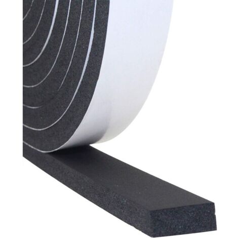 Joint Isolation pour Fenêtre Porte, Joint Adhésif en Mousse Caoutchouc, 25mm de Large x 10mm d'Épaisseurs x 5m de Long, Joint en Bande Calfeutrage Isolation Phonique Anti-Collision, Noir