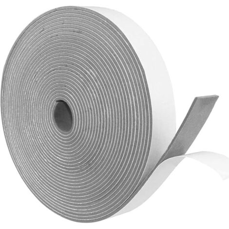 Joint Isolation pour Porte Fenêtre, Joint Adhésif en Mousse Caoutchouc, 25mm(l) x3mm(H) x10m(L), Résistant aux Intempéries, Anti-Collision, Isolation, Gris