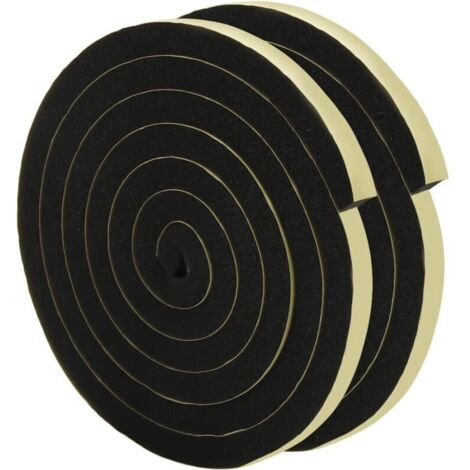 Joint Porte de Mousse Adhésive,2 Rouleaux de 10mm x12mm x2m Joint Mousse Adhésif, Bande Mousse Autocollante, Caoutchouc Mousse Autocollant pour Porte Fenêtre