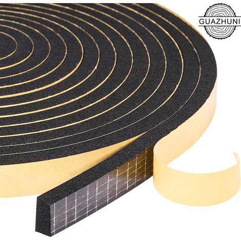 Joint Porte Fenêtre, Joint de Mousse Adhésive pour Porte d'Entrée, Bande en Néoprène Anti-froid, 2 Rouleaux 12mm(l) x6mm(H) x6m(L), Noir et Jaune (chacun 3m)