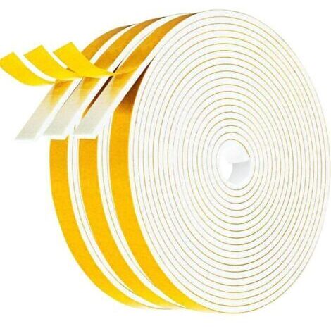 Joint Porte Isolation, Bande de Joint d'Étanchéité en Caoutchouc 6mm(L) X 3mm(H), Mousse Adhesive, Calfeutrage Fenetre pour Preuve de Collision, Anti-Froid, Antichoc (5M X 3 Rouleaux)