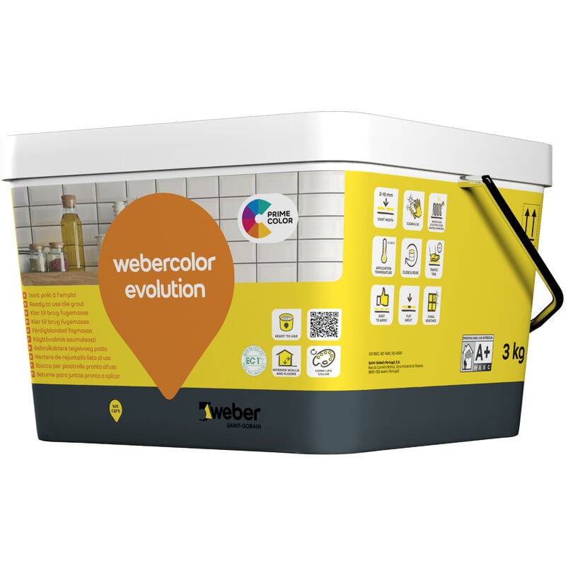 Joint pour carrelage, Anthracite, prêt à l'emploi, 3kg, spécial cuisine et salles de bains, webercolor evolution, weber