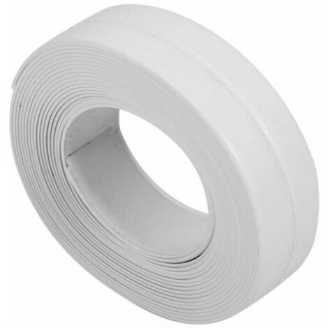 Joint Silicone Blanc Salle De Bain, Bande De Protection Lambourde Crédence Adhésive Cuisine Silicone Anthracite pour Cuisine, Baignoire, WC, Coin Mural, Douche, Carrelage (38mm X 3.2m - White)，une piè