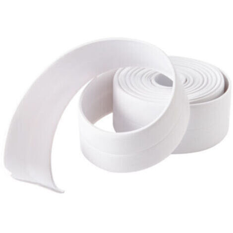 Joint Silicone Blanc Salle de Bain, Joint Salle de Baignoire, Ruban D'étanchéité, Anti-Moisissure et Imperméable, Ruban Adhésif doux Adapté à la Cuisine, les Toilettes, le Coin，3.2m38mm(1 roulea