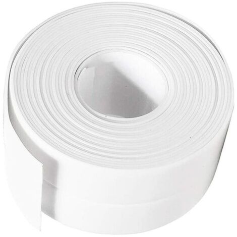Joint Silicone Blanc Salle de Bain, Ruban d'étanchéité,Bande Etancheite Autocollanteétanche PE pour Baignoire,Douche,Toilettes,Cuisine,Evier,Sol,Mur,Coin de Protection-Blanc