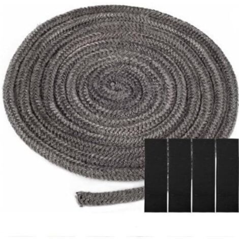 Joint tressé pour insert et poêle, 10 mm x 2.5 m Joint en fibre de verre avec 4 bandes, joint réfractaire, joint pour insert de cheminée pour poêle à bois, cheminée, chaleur