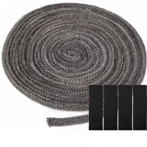 Joint tressé pour insert et poêle, 10 mm x 2.5 m Joint en fibre de verre avec 4 bandes, joint réfractaire, joint pour insert de cheminée pour poêle à bois, cheminée, chaleur