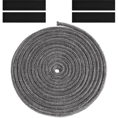 Joint Tressé pour Insert et Poêle, 6mm x 3m Joint en Fibre de Verre avec 4 Ruban, Joint Réfractaire, Joint Insert Cheminée pour Poele a Bois, Cheminée, Chaleur, Résistante à 600°C